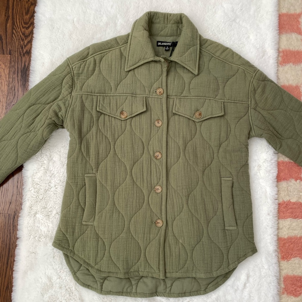 NWT Blank NYC Back To Me Olive Green Quilted Jacket Shacket - Picture 5 of 17